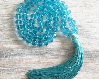 Tassel necklace- bohemian jewelry- long tassel necklace- bohemian necklace- beaded necklace, crystal necklace, turquoise necklace