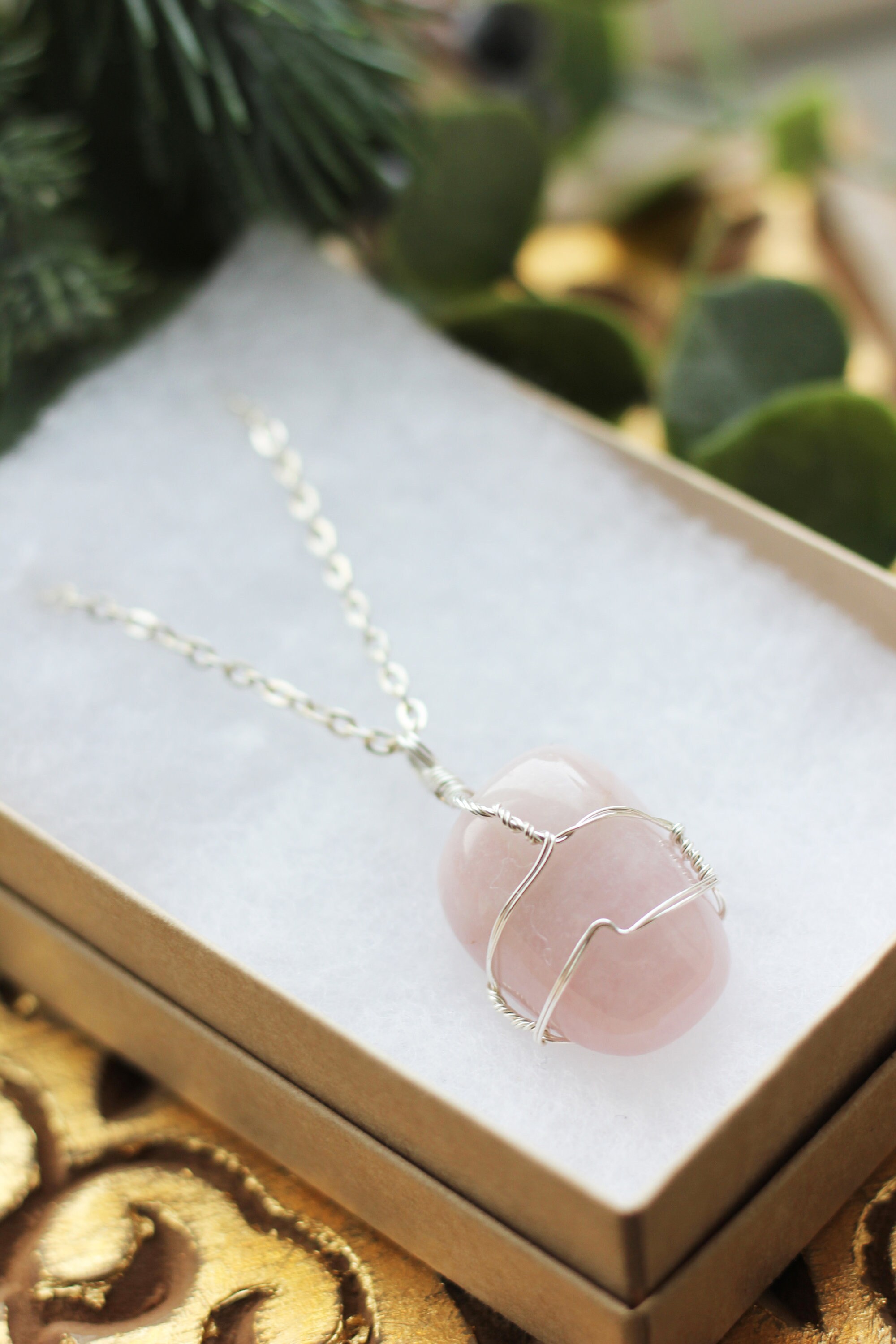 Rose quartz necklace crystal necklace rose quartz crystal Etsy