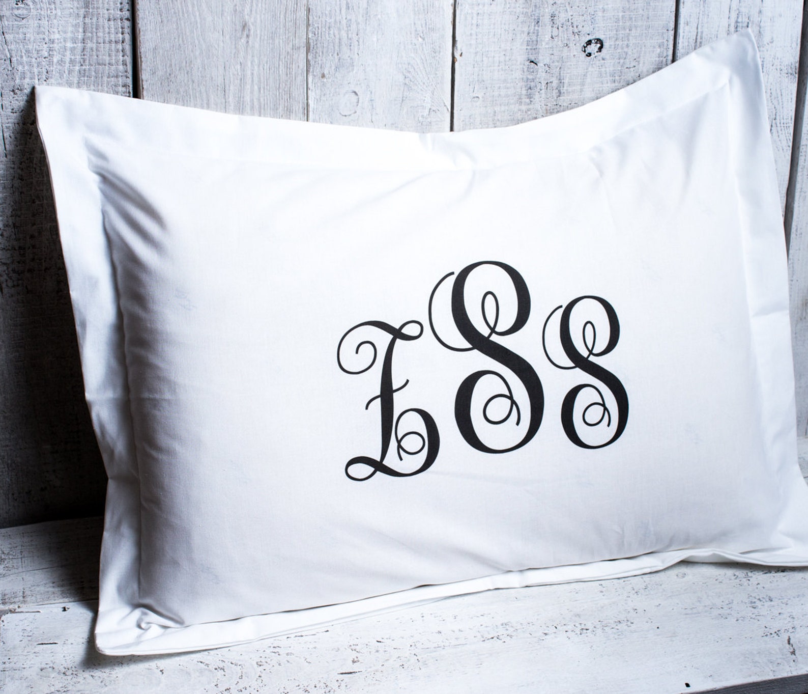 Monogram pillow case. Personalized pillowcase white 100 Etsy