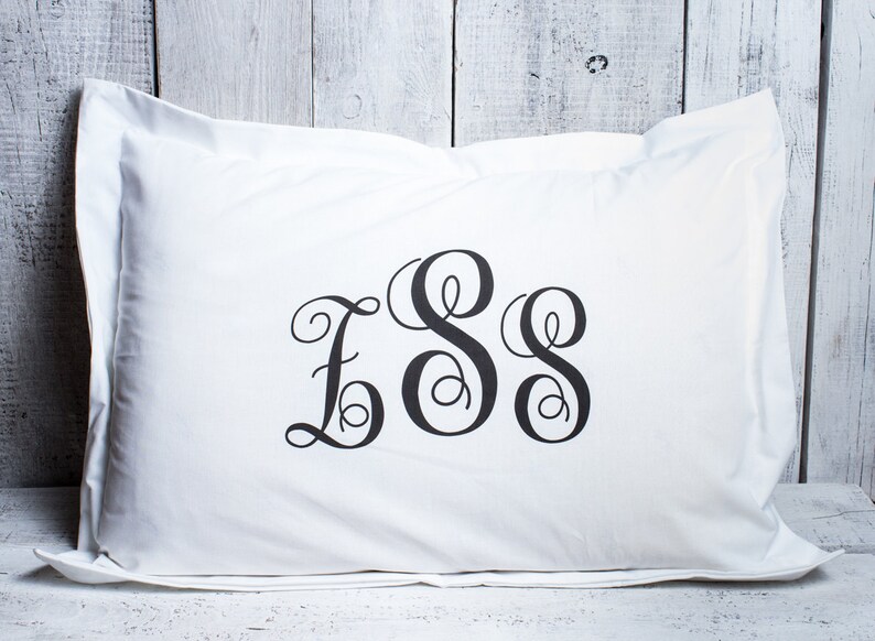 Monogram pillow case. Personalized pillowcase white 100 Etsy