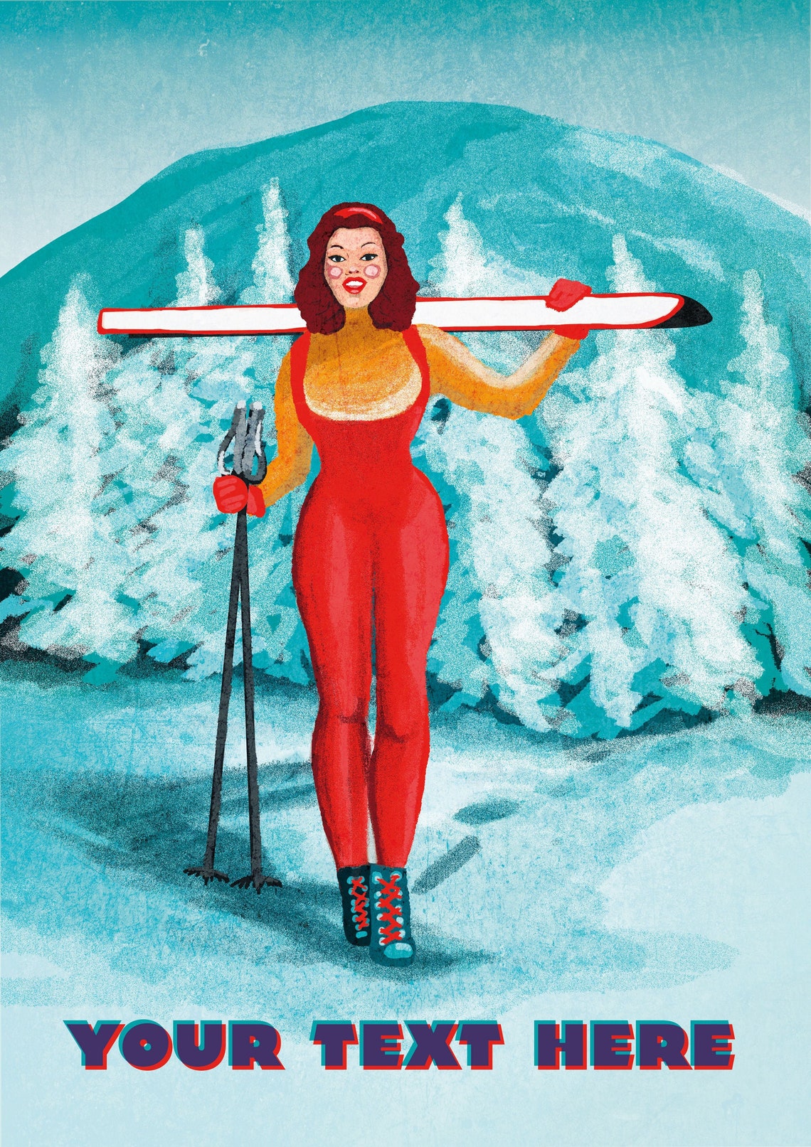 Personalised ski poster Retro ski poster Mountain wall art Etsy