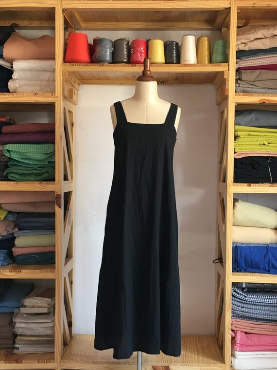 black jersey pinafore dress