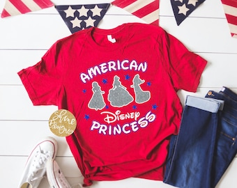 American Disney Princess Glitter Shirt – Fourth of July Magic