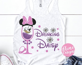 Drinking Daisy - Daisy Duck Drinking Shirt - Food and Wine Glitter Shirt, Epcot Food and Wine Drinking Shirt, Glitter Shirt