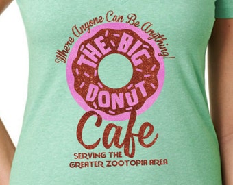 Camiseta con purpurina de Zootopia Big Donut Cafe - Amante de las donas mágicas