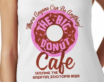The Big Donut Cafe - Camiseta con purpurina de Zootopia - Camiseta con purpurina mágica