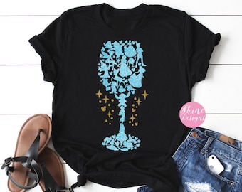 Characters Wine Glass Shirt - Food and Wine Glitter Shirt, Epcot Food and Wine Drinking Shirt, Glitter Shirt