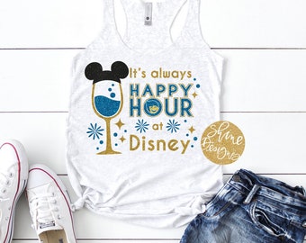 It's Always Happy Hour At Disney - Magical Glitter Shirt - Epcot Food and Wine Festival