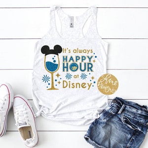 It's Always Happy Hour At Disney Magical Glitter Shirt Epcot Food and Wine Festival image 1
