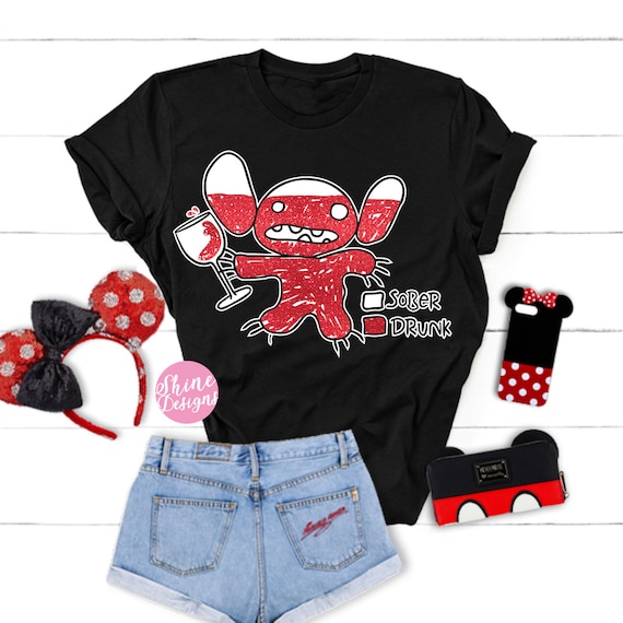 Stitch Drunk Level Glitter Shirt - Food and Wine Stitch Shirt - Epcot Food and Wine, Lilo and Stitch