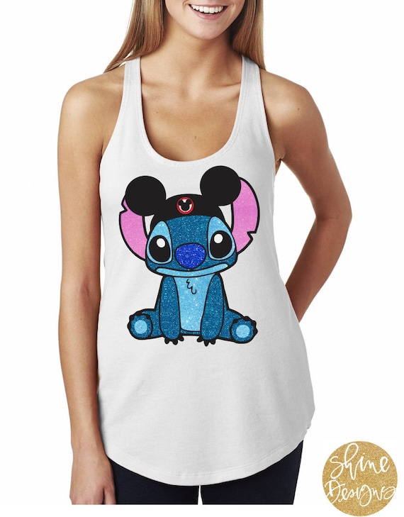 Stitch Mickey Hat Glitter Shirt- Lilo and Stitch Shirt - Glitter Shirt