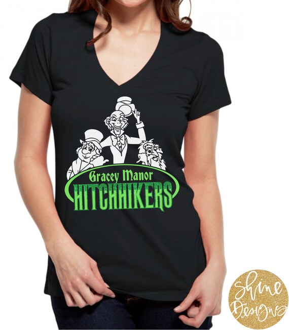 Gracey Manor Hitchhikers - Haunted Mansion Glitter Shirt