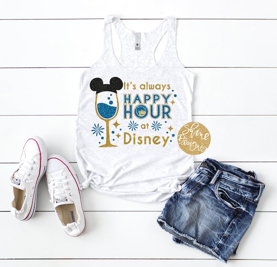 It's Always Happy Hour At Disney - Magical Glitter Shirt - Epcot Food and Wine Festival