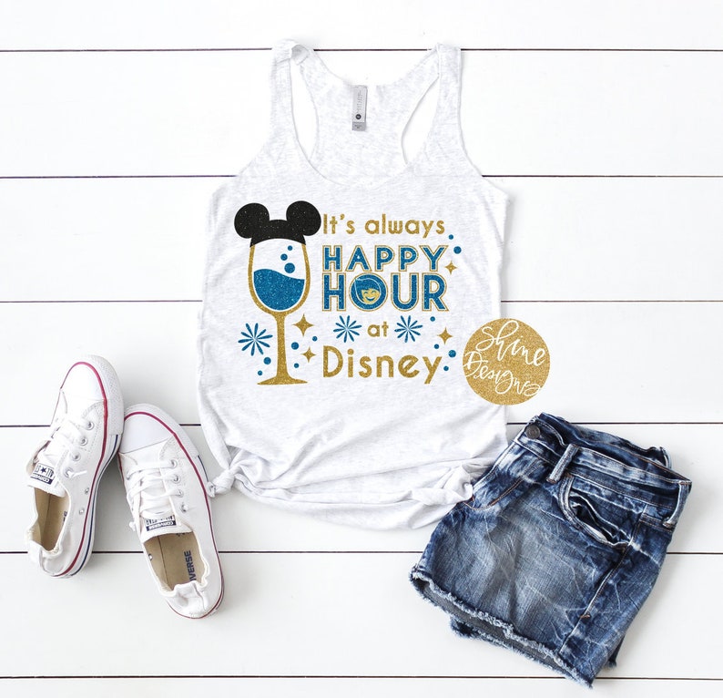 It's Always Happy Hour At Disney Magical Glitter Shirt Epcot Food and Wine Festival image 1