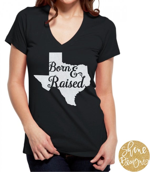 Born and Raised Texas State Glitter Shirt