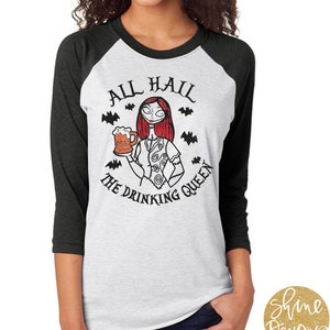 All Hail The Drinking Queen Nightmare Before Christmas Wine Shirt Nightmare Before Christmas Inspired Glitter Shirt image 5