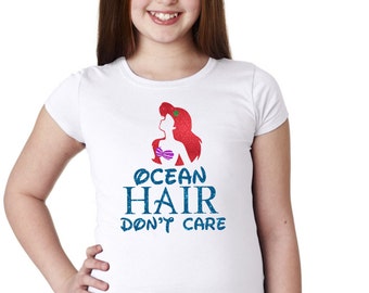 Ocean Hair Don't Care - The Little Mermaid Glitter Shirt