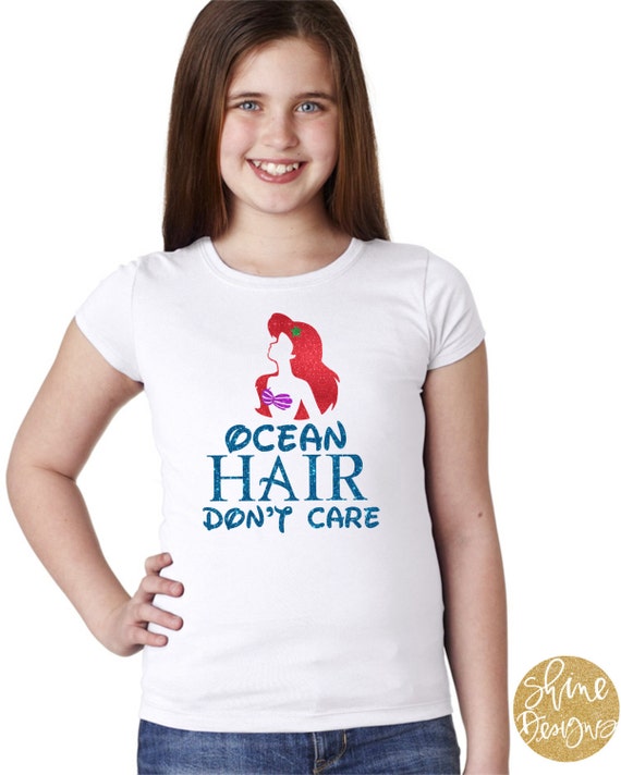 Ocean Hair Don't Care - The Little Mermaid Glitter Shirt