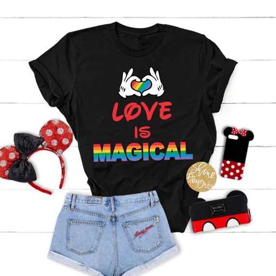 Love is Magical - Pride Month - Magical Drinking Shirt - Rainbow Shirt - Mickey Rainbow Hands