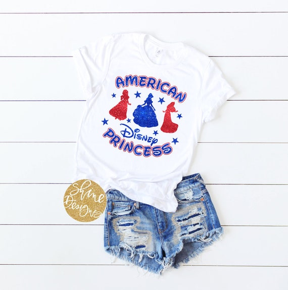 American Princess - Magical Princess Inspired Glitter Shirt - Magical Glitter Shirt - Fourth of July Magical Shirt