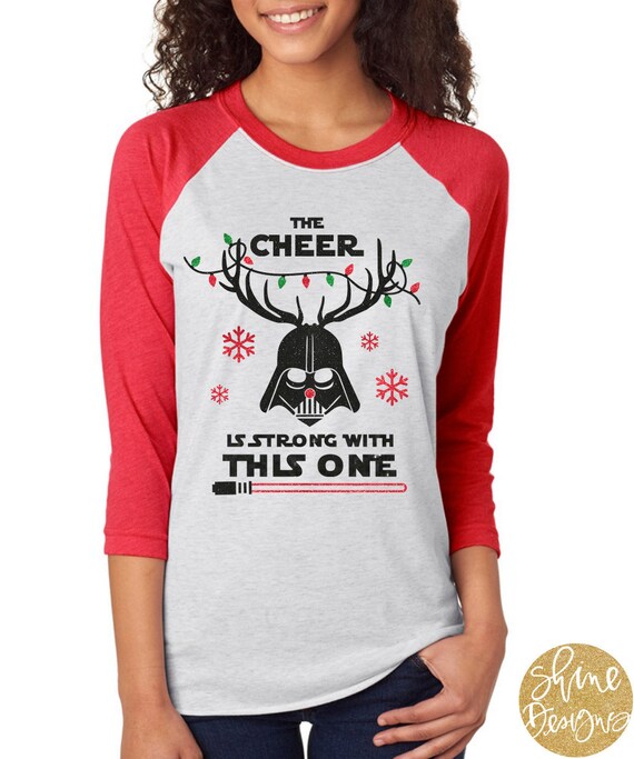 The Cheer is Strong With This One - Darth Vader Christmas Shirt - Magical Glitter Shirt - Christmas Glitter Shirt
