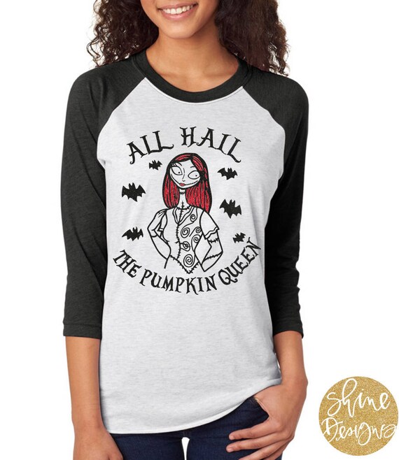 Nightmare Before Christmas Shirt - Sally All Hail The Pumpkin Queen Glitter Shirt