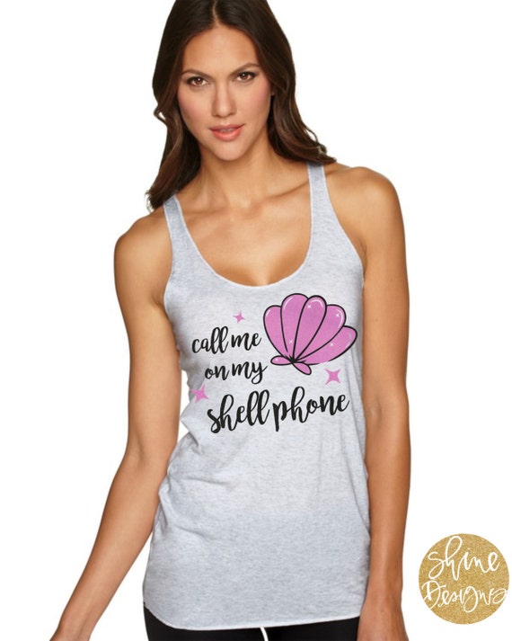 Call Me On My Shell Phone Mermaid Glitter Shirt