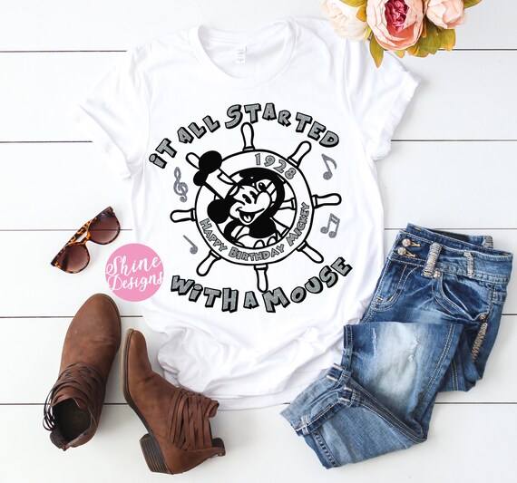 It All Started With A Mouse Steamboat Willie Shirt - Etsy