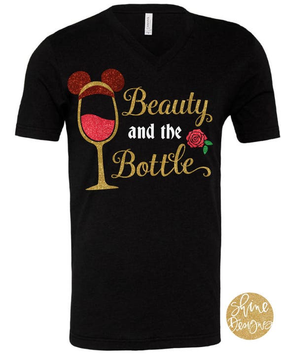 Beauty And The Bottle - Beauty and the Beast Inspired Drinking Glitter Shirt - Epcot Food And Wine Festival
