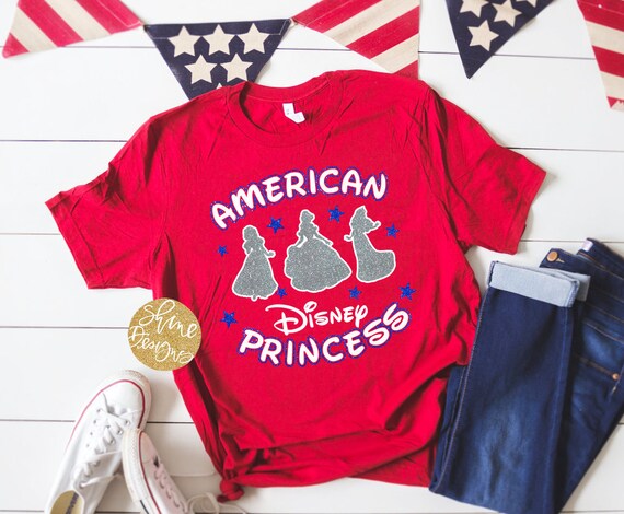 American Princess - Magical Princess Inspired Glitter Shirt - Magical Glitter Shirt - Fourth of July Magical Shirt