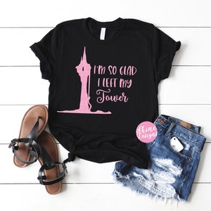 I&#39;m So Glad I Left My Tower, with a Tower - Tangled Magical Glitter Shirt