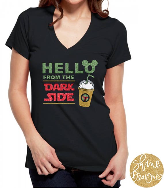 Hello From The Dark Side Coffee Shirt - Star Wars Glitter Shirt - Boba Fett Shirt