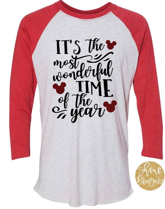 It's the Most Wonderful Time of the Year - Buffalo Plaid Mickey Heads Baseball Shirt