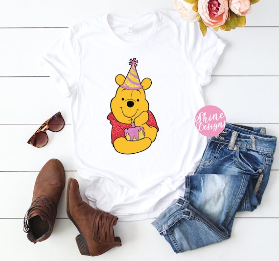 Winnie The Pooh Birthday Shirt - Winnie The Pooh Shirt - Glitter Shirt