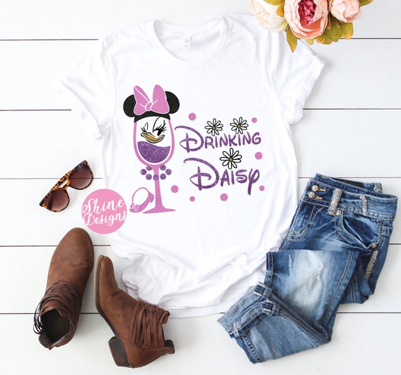 Drinking Daisy - Daisy Duck Drinking Shirt - Food and Wine Glitter Shirt, Epcot Food and Wine Drinking Shirt, Glitter Shirt