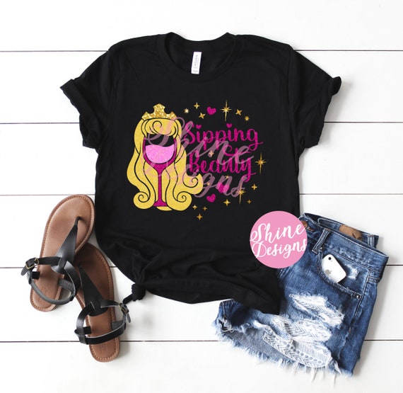 Sipping Beauty Aurora Inspired Magical Glitter Shirt - Epcot Food and Wine Festival
