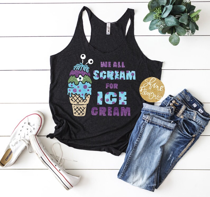 We All Scream For Ice Cream Monsters Inc. Glitter Shirt Magical Shirt image 3