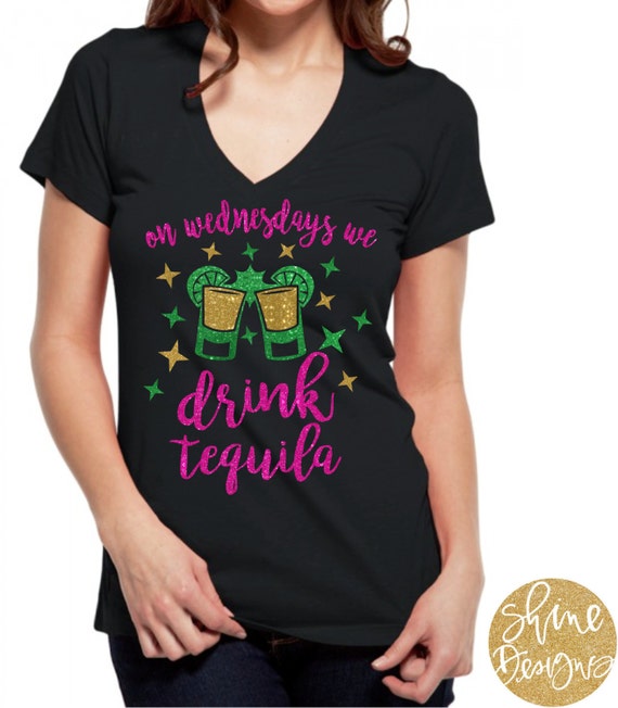 On Wednesdays We Drink Tequila Glitter Shirt