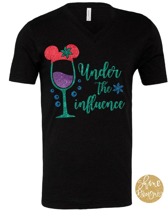 Under The Influence - The Little Mermaid Inspired Drinking Glitter Shirt - Epcot Food And Wine Festival