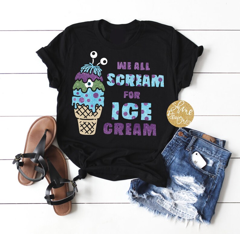 We All Scream For Ice Cream Monsters Inc. Glitter Shirt Magical Shirt image 2