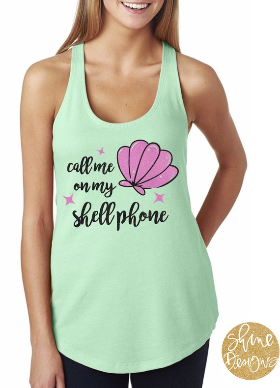 Call Me On My Shell Phone Mermaid Glitter Shirt