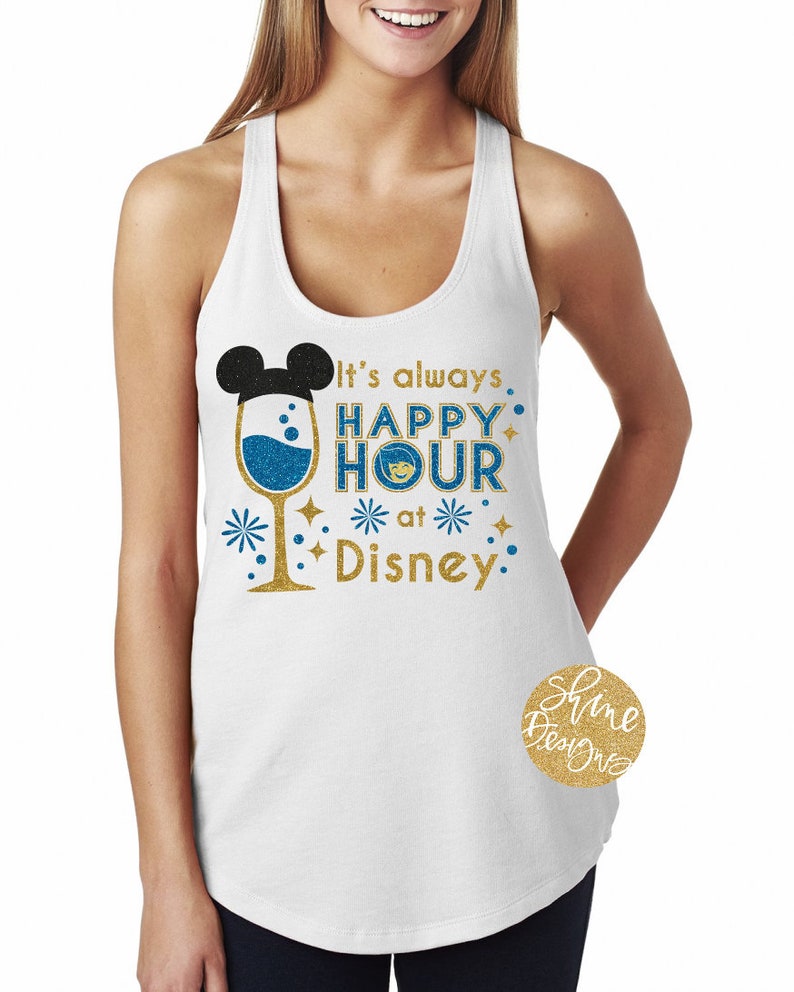 It's Always Happy Hour At Disney Magical Glitter Shirt Epcot Food and Wine Festival image 3