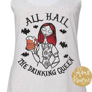 All Hail The Drinking Queen Nightmare Before Christmas Wine Shirt Nightmare Before Christmas Inspired Glitter Shirt image 2