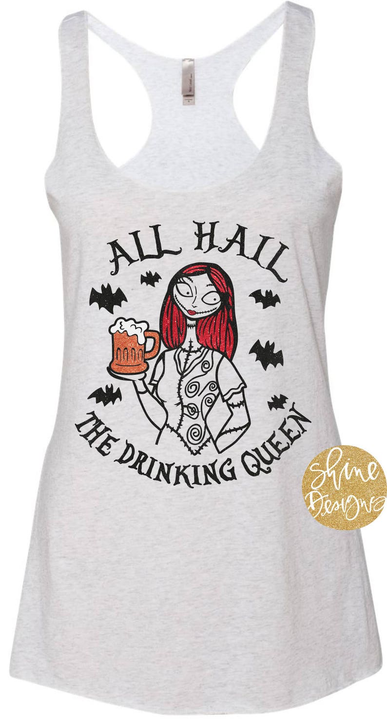 All Hail The Drinking Queen Nightmare Before Christmas Wine Shirt Nightmare Before Christmas Inspired Glitter Shirt image 2