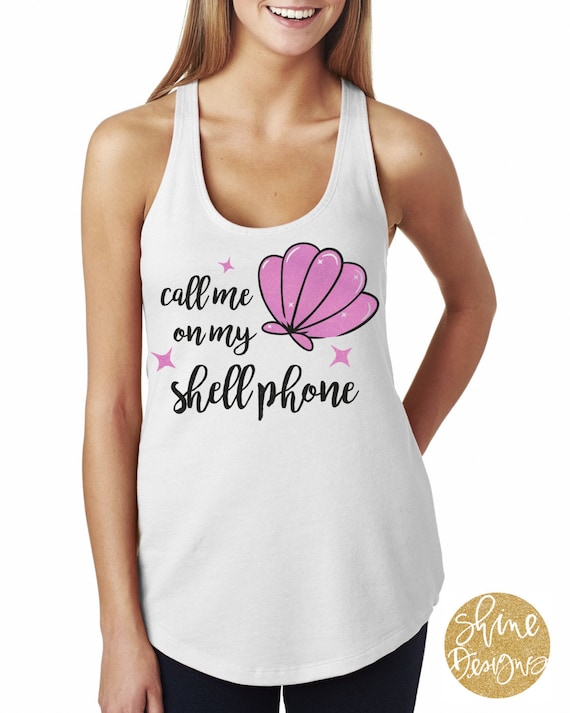 Call Me On My Shell Phone Mermaid Glitter Shirt