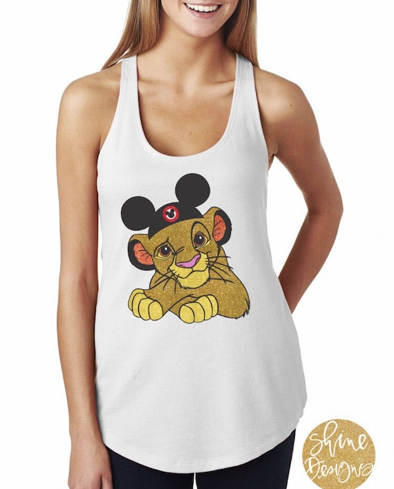 Simba Mickey Hat Glitter Shirt- The Lion King Shirt - Glitter Shirt