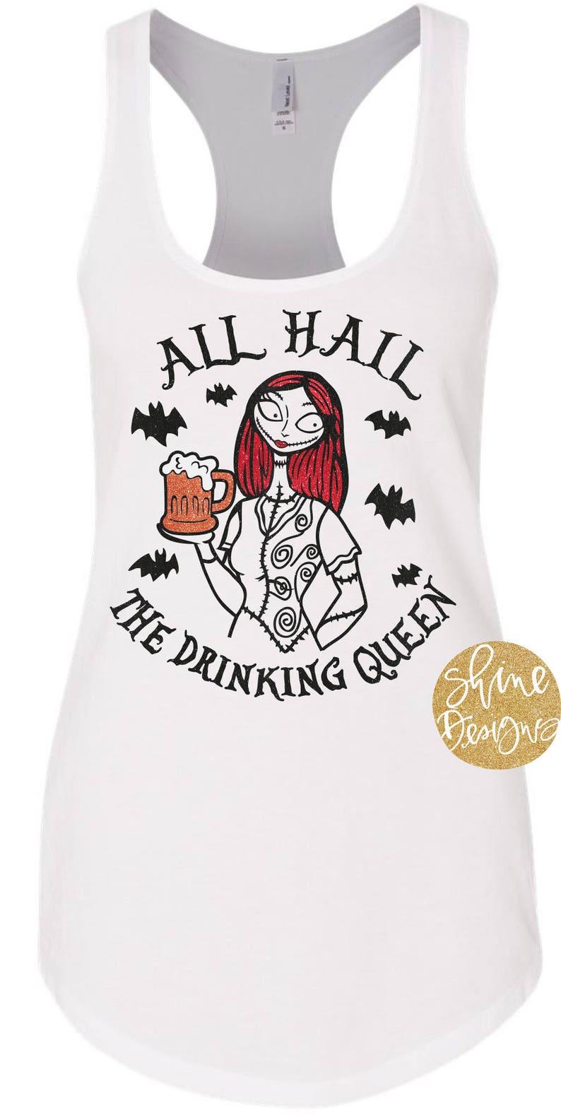 All Hail The Drinking Queen Nightmare Before Christmas Wine Shirt Nightmare Before Christmas Inspired Glitter Shirt image 1