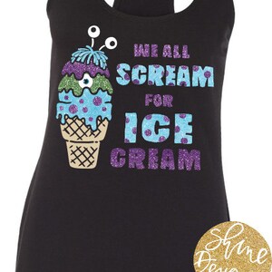 We All Scream For Ice Cream Monsters Inc. Glitter Shirt Magical Shirt image 4