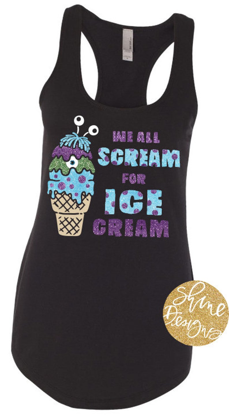 We All Scream For Ice Cream Monsters Inc. Glitter Shirt Magical Shirt image 4