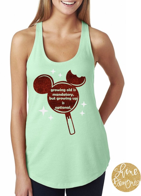 Growing Old Is Mandatory, But Growing Up Is Optional  - Mickey Ice Cream Bar Magical Glitter Shirt